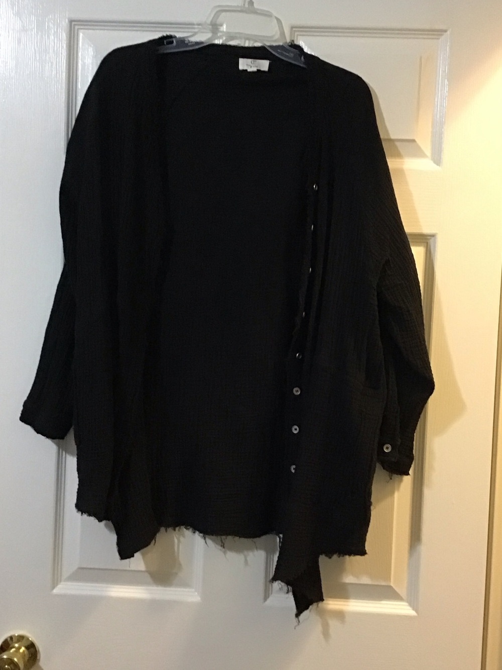 Black Women’s Open-Front Button Cardigan Shirt